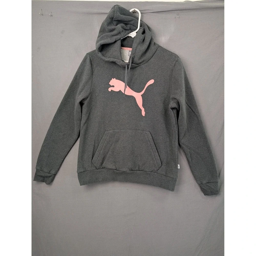 Puma Kids XL Dark Gray Pink Big Cat Logo Hoodie 855473-09